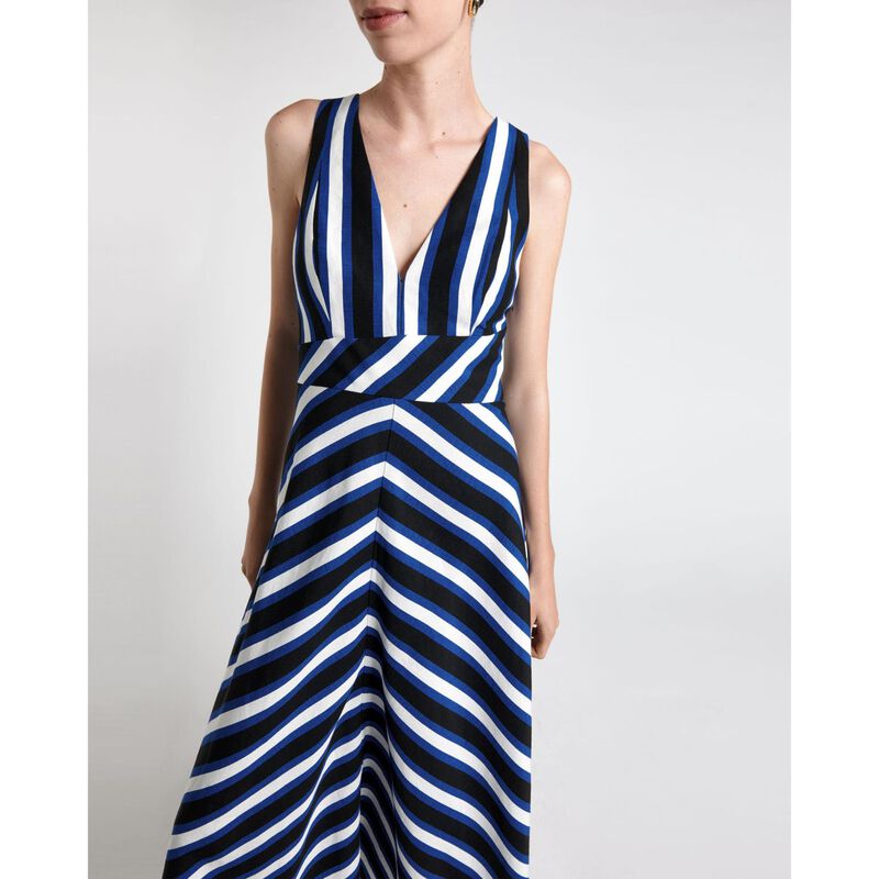 Cue Linen Blend Bold Stripe Midi Dress image number 2